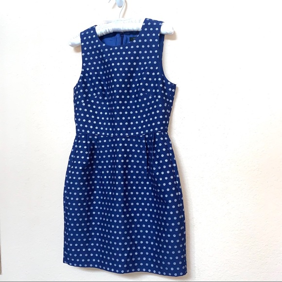 J. Crew Blue Silver Dot Silk Sleeveless Dress NWT - Picture 5 of 16